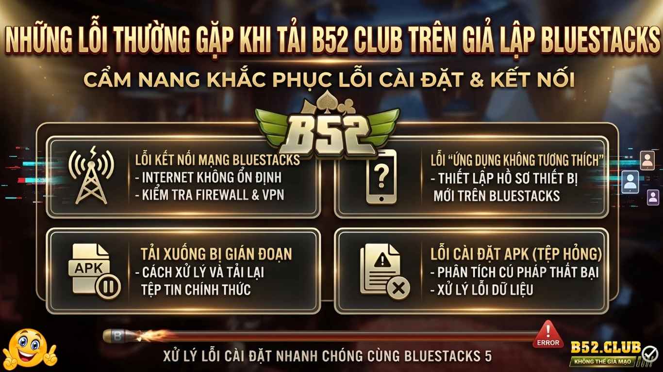 Những lỗi thường gặp khi tải B52 Club trên giả lập BlueStacks